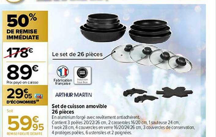 Set De Cuisson Amovible 26 Pièces Arthur Amovible 26 Pièces