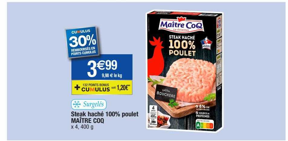 steak haché 100% poulet maître coq