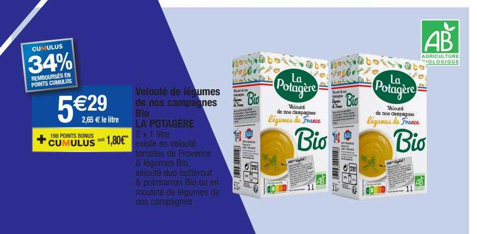 velouté de légumes de nos campagnes bio la potagère