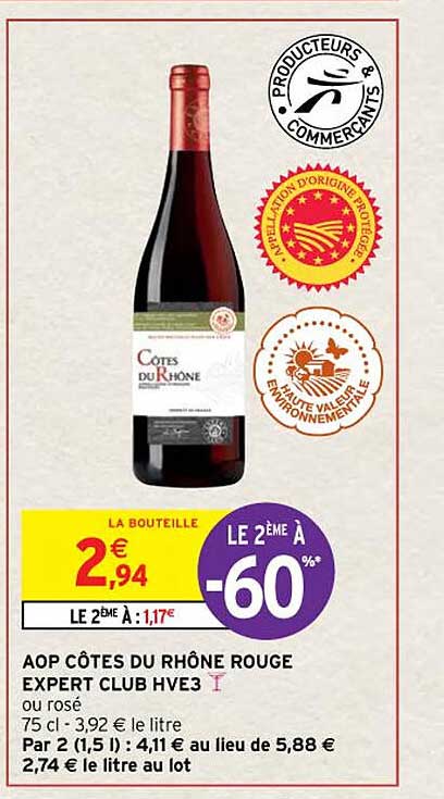 Aop Côtes Du Rhône Rouge Expert Club Hve3