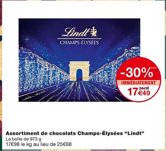 assortiment de chocolats champs-élysées "lindt"