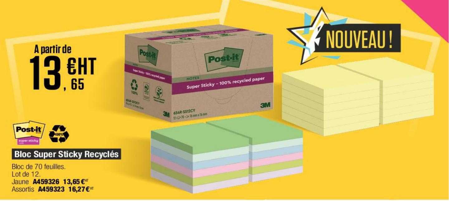 bloc super sticky recyclés post-it