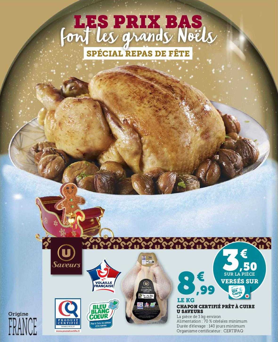 chapon certifié prêt à cuire u saveurs