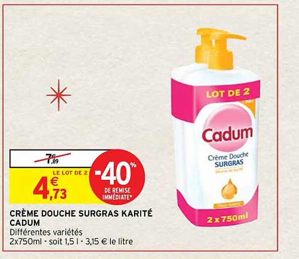 crème douche surgras karité cadum