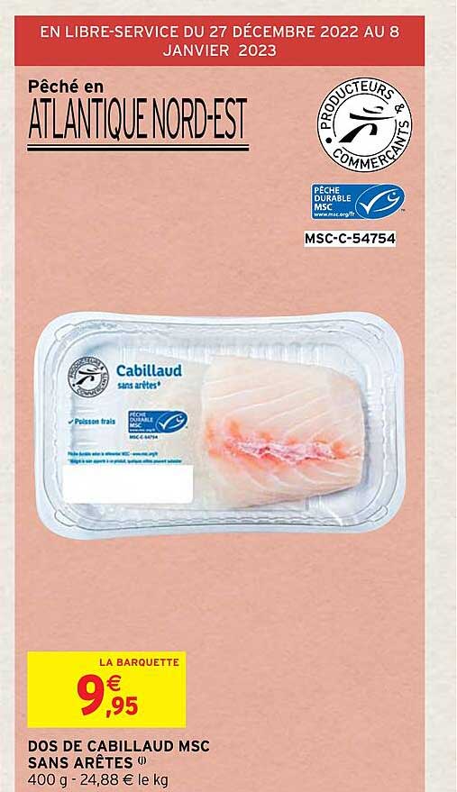 dos de cabillaud msc sans arêtes