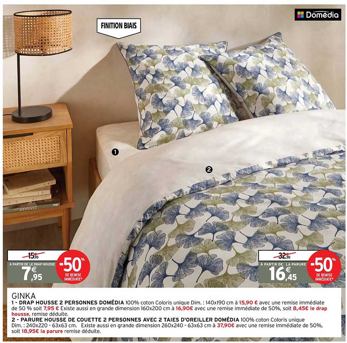 Drap Housse 2 Personnes Domédia, Parure Housse De Couette 2 Personnes Avec 2 Taies D'oreiller Domédia