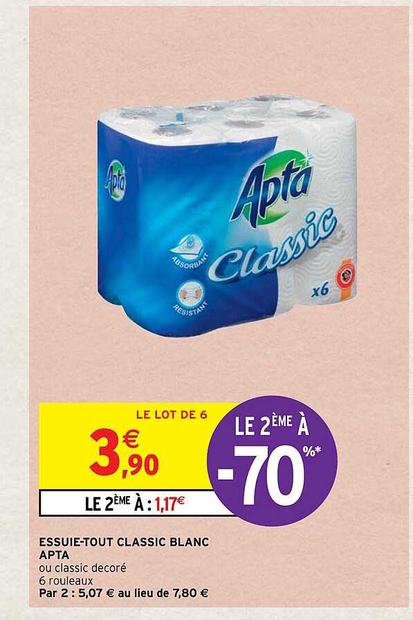 essuie-tout classic blanc apta
