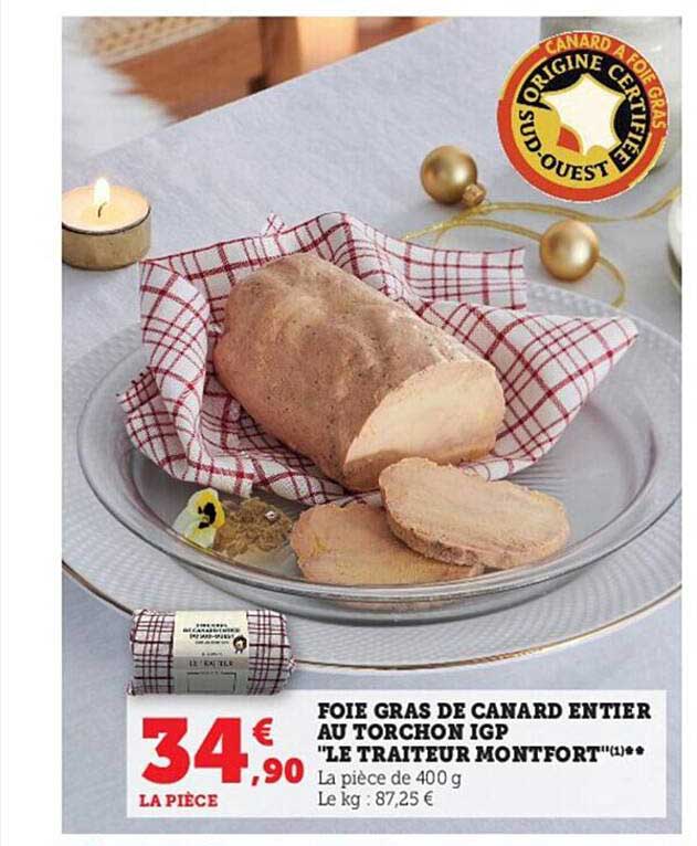 Foie Gras De Canard Entier Au Torchon Igp "le Traiteur Montfort"