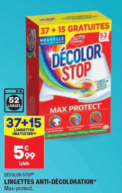 lingettes anti-décoloration décolor stop