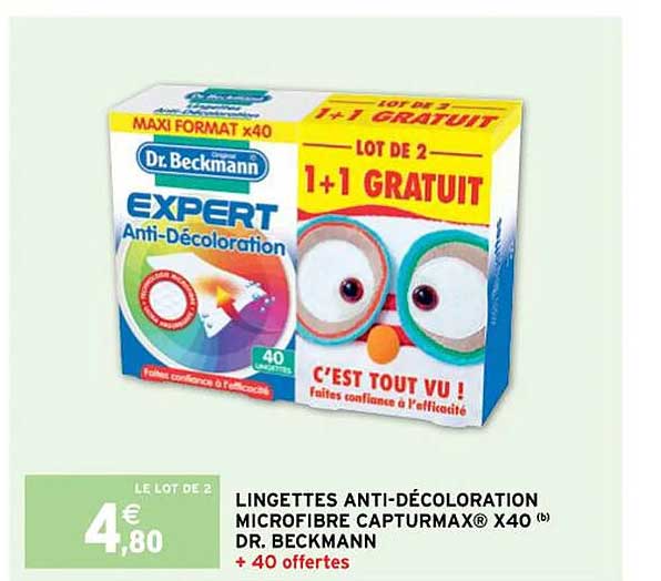 lingettes anti-décoloration microfibre capturmax x40 dr. beckmann