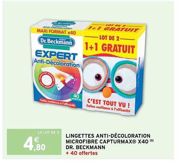 lingettes anti-décoloration microfibre capturmax x40 dr. beckmann