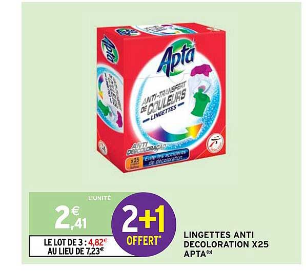 lingettes anti décoloration x25 apta