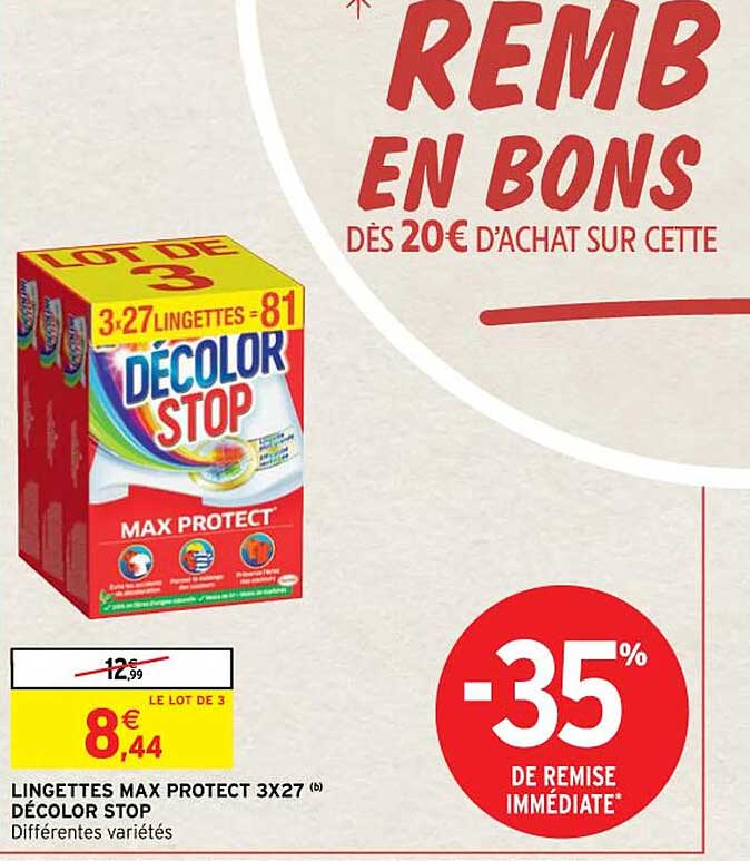 lingettes max protect 3x27 décolor stop