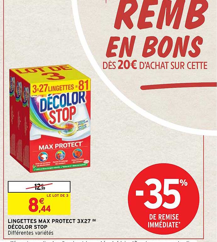 lingettes max protect 3x27 décolor stop