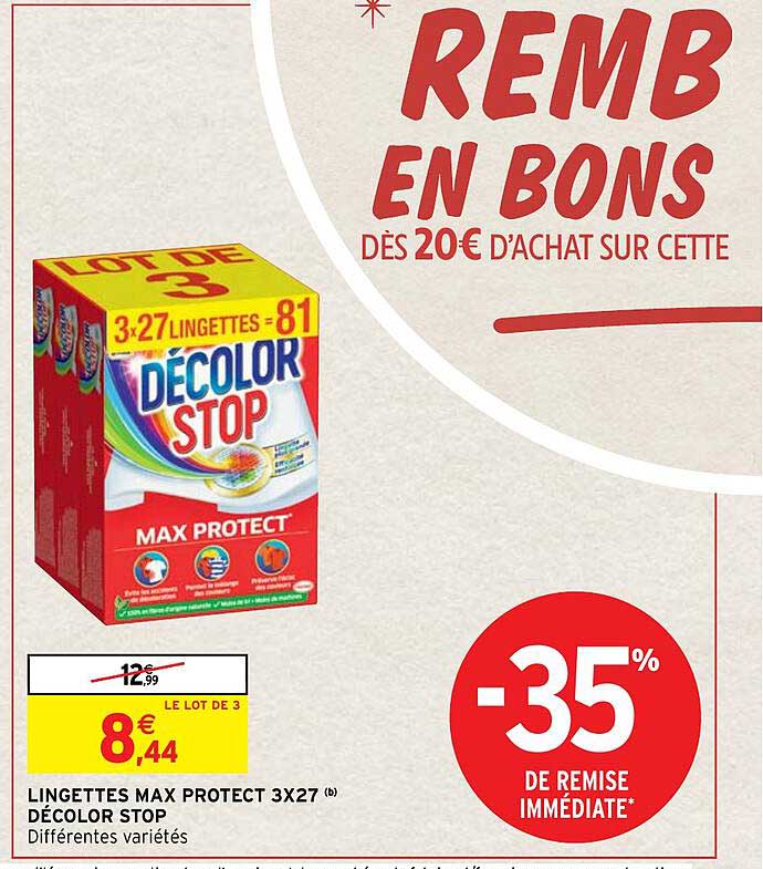 lingettes max protect 3x27 décolor stop