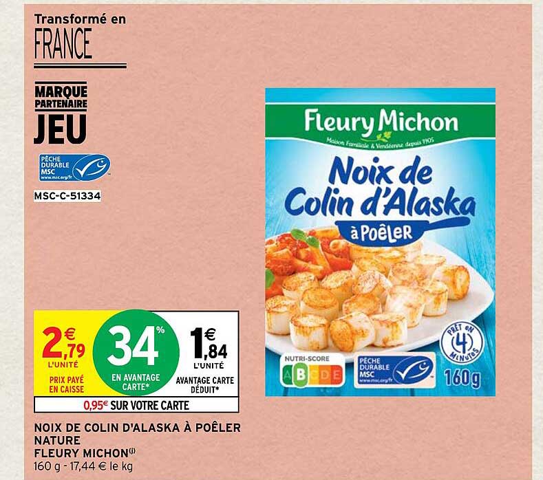 noix de colin d'alaska à poêler nature fleury michon