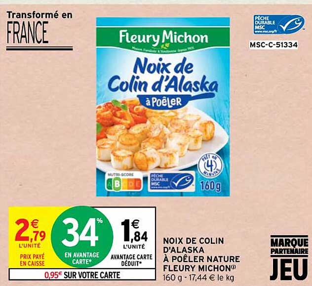 noix de colin d'alaska à poêler nature fleury michon