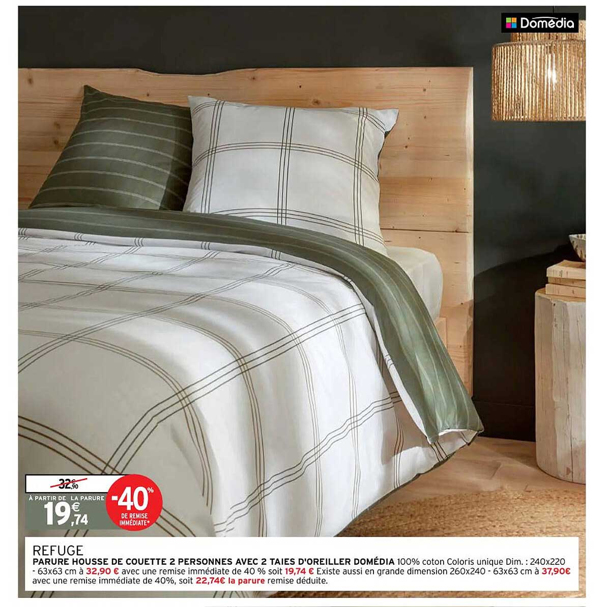 Parure Housse De Couette 2 Personnes Avec 2 Taies D'oreiller Domédia