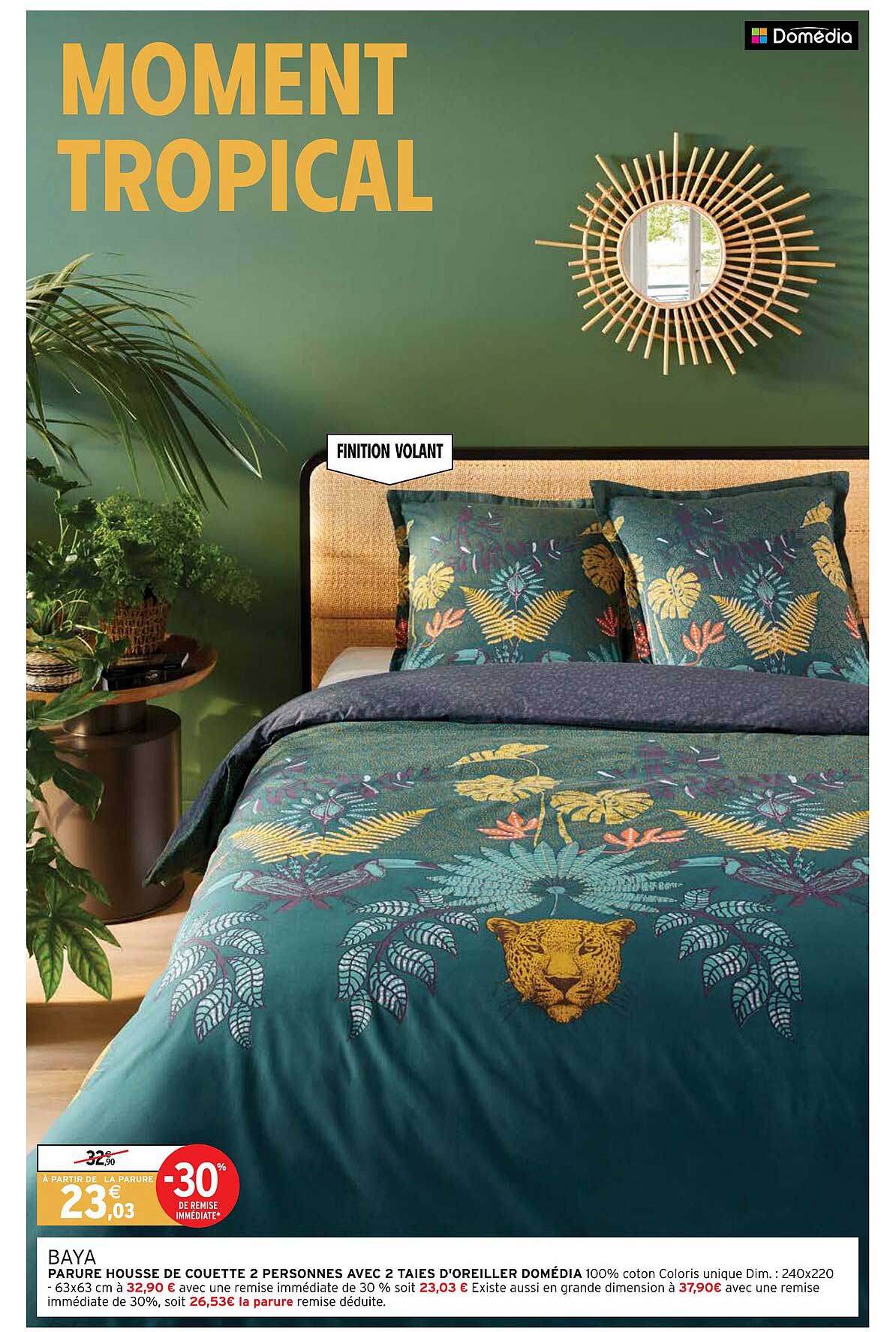 parure housse de couette 2 personnes avec 2 taies d'oreiller domédia