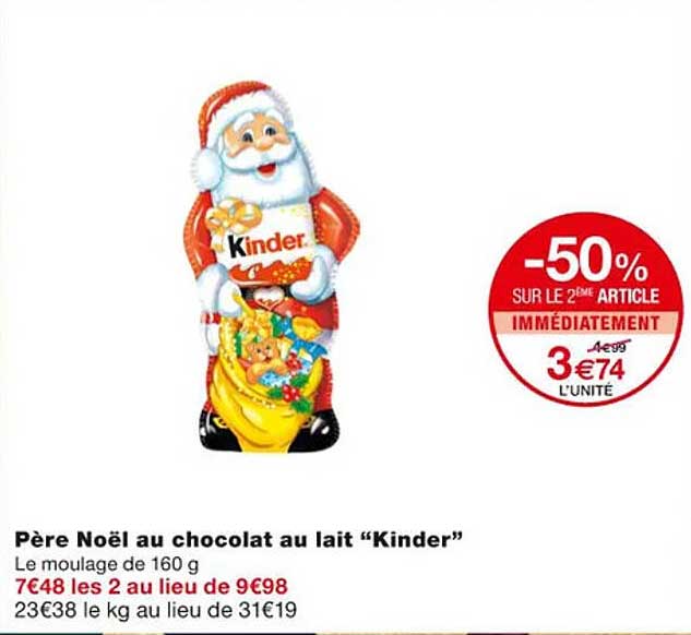 père noël au chocolat au lait "kinder"