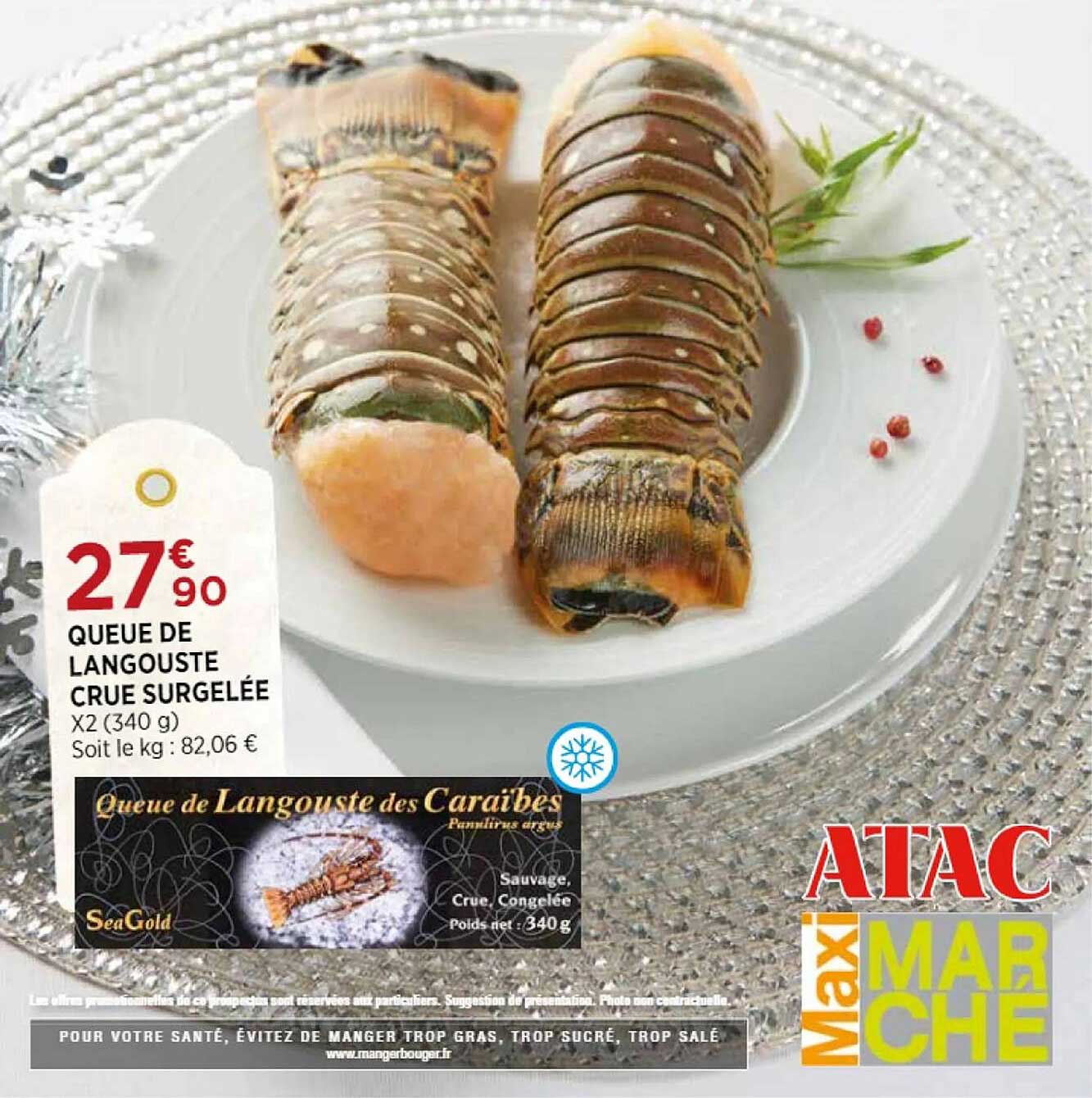 queue de langouste crue surgelée
