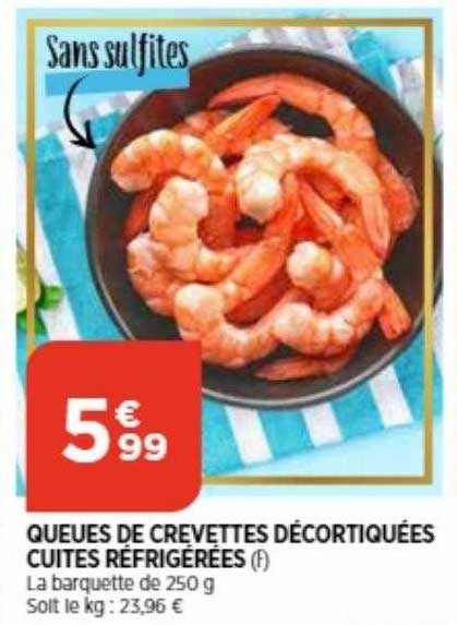 Queues De Crevettes Décortiquées Cuites Réfrigérées