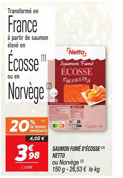 saumon fumé d'écosse netto