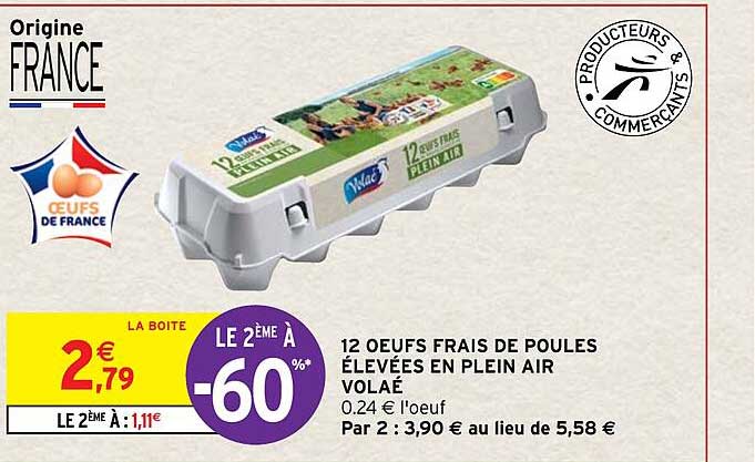 12 œufs frais de poules élevées en plein air volaé