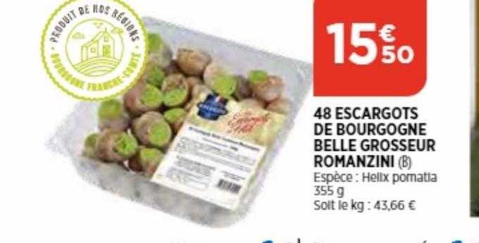 48 escargots de bourgogne belle grosseur romanzini
