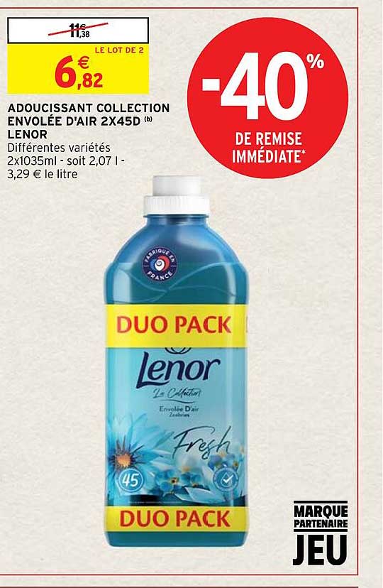 adoucissant collection envolée d'air 2x45d lenor