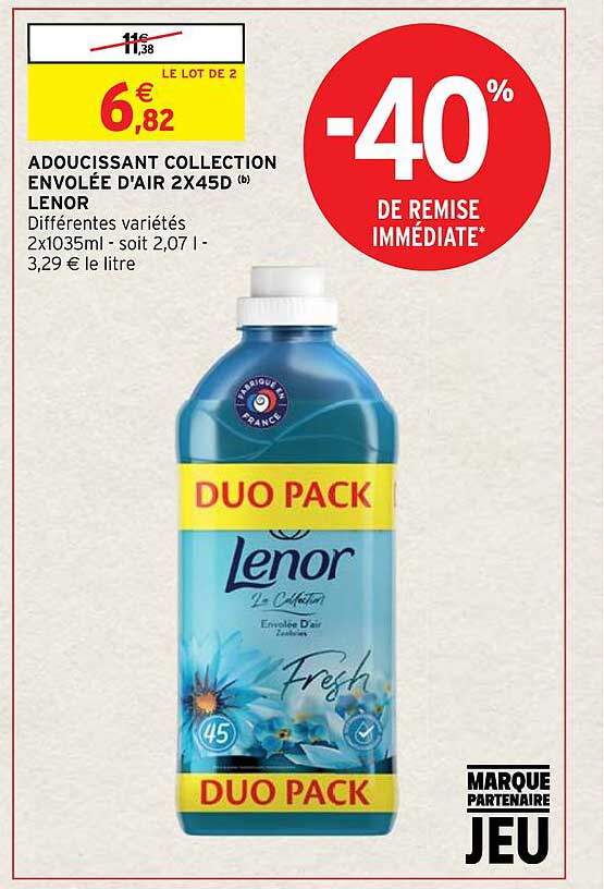 adoucissant collection envolée d'air 2x45d lenor