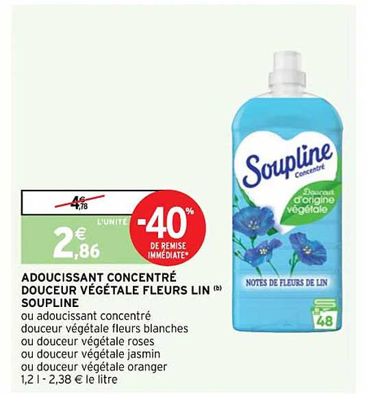 Adoucissant Concentré Douceur Végétale Fleurs Lin Soupline