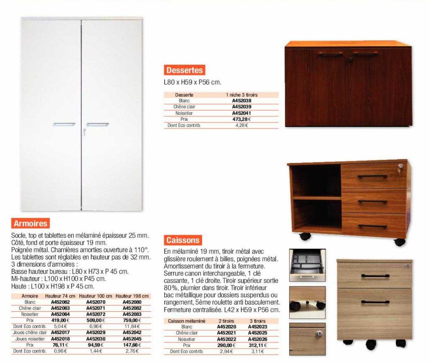 armoires, dessertes, caissons