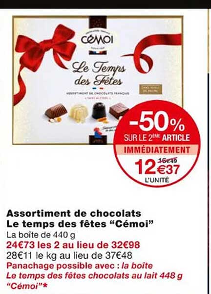 Assortiment De Chocolats Le Temps Des Fêtes "cémoi"