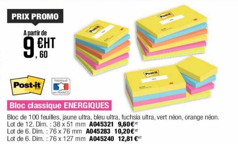 bloc classique énergiques post-it