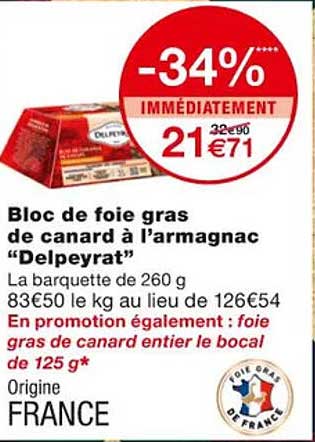 bloc de foie gras de canard à l'armagnac "delpeyrat"