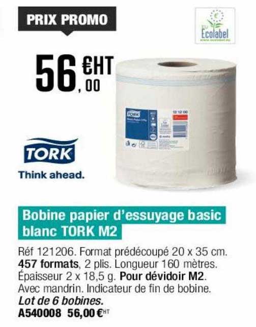 bobine papier d'essuyage basic blanc tork m2