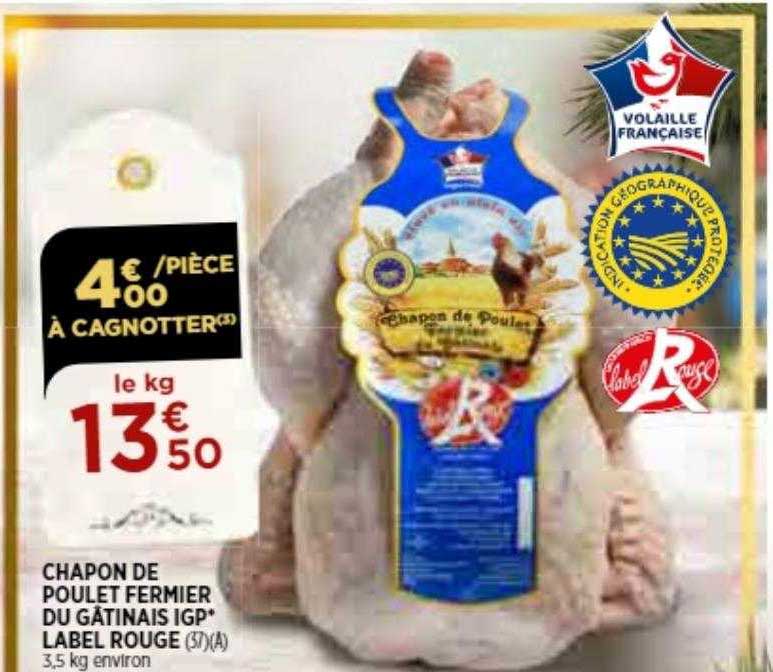 chapon de poulet fermier du gâtinais igp label rouge