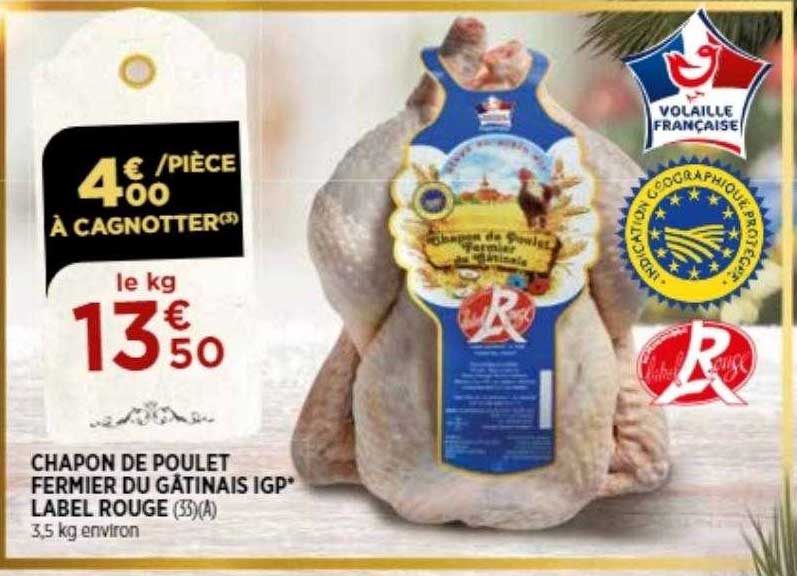 chapon de poulet fermier du gâtinais igp label rouge