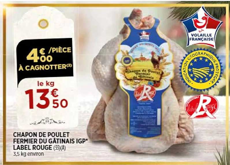 chapon de poulet fermier du gâtinais igp label rouge