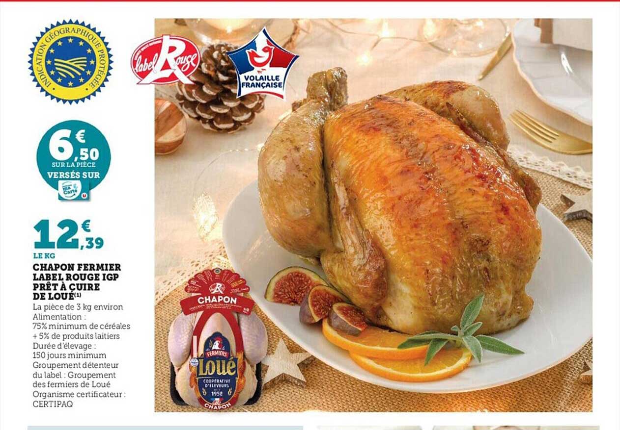 chapon fermier label rouge igp prêt à cuire de loué