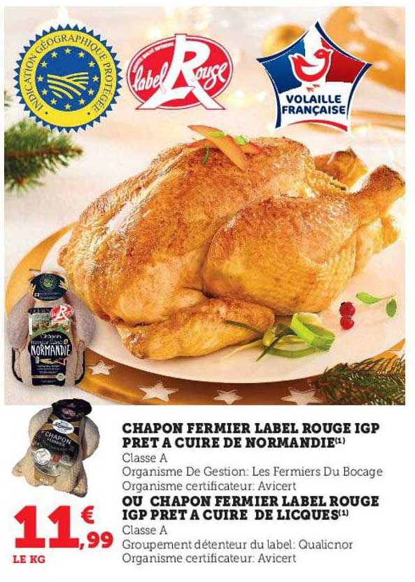 chapon fermier label rouge igp prêt à cuire de normandie ou chapon fermier label rouge igp prêt à cuire de licques