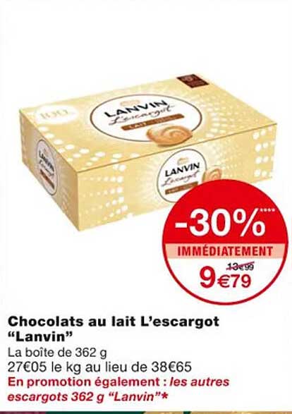 chocolats au lait l'escargot "lanvin"