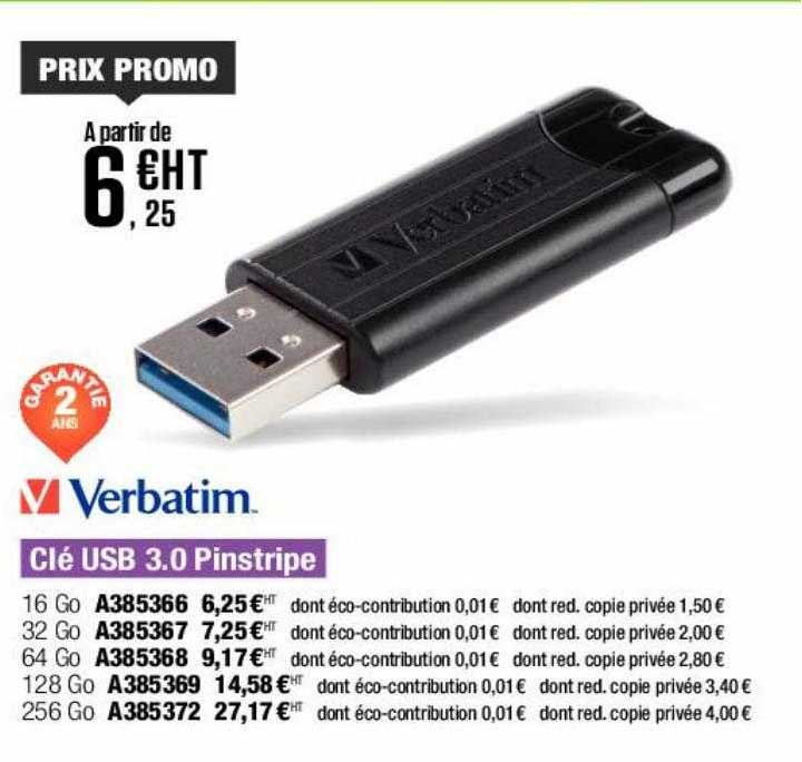 clé usb 3.0 pinstripe verbatim