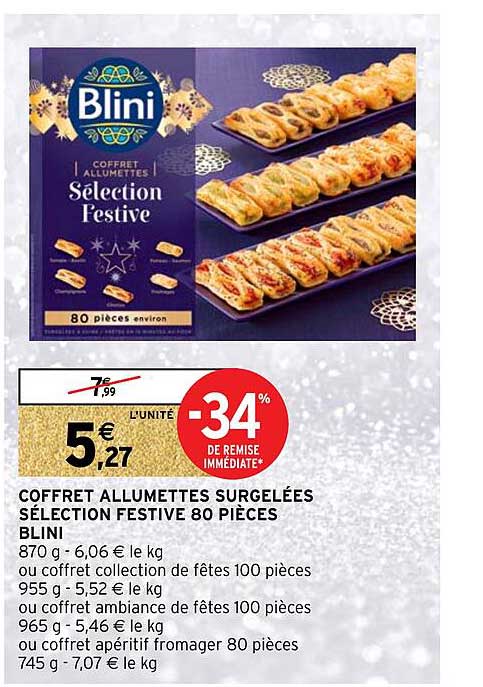 Coffret Allumettes Surgelées Sélection Festive 80 Pièces Blini