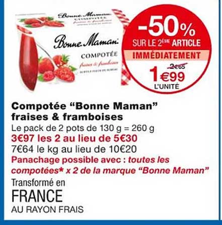 compotée "bonne maman" fraises & framboises