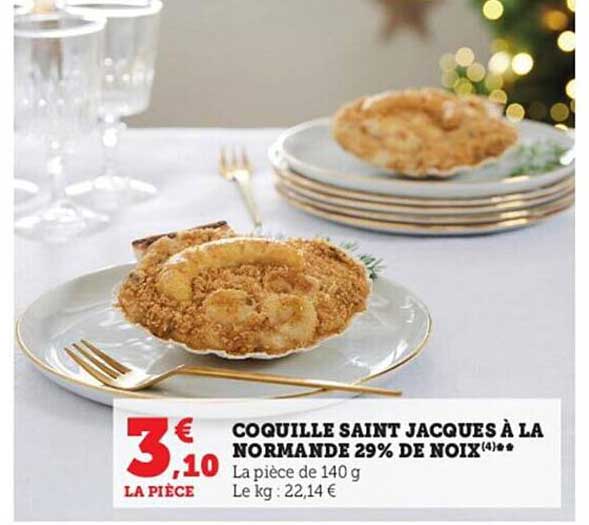 coquille saint jacques à la normande 29% de noix