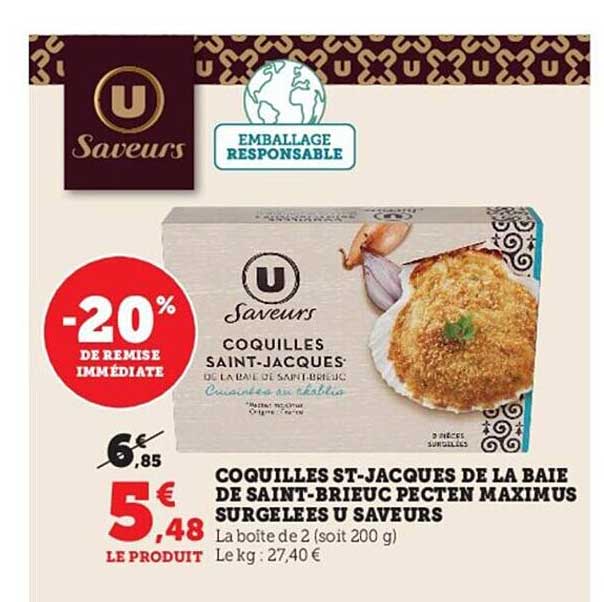 coquilles st-jacques de la baie de saint-brieuc pecten maximus surgelées u saveurs
