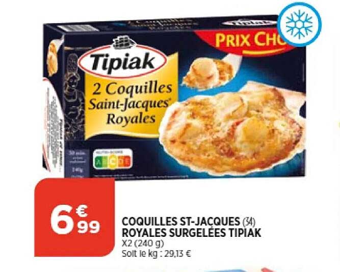 coquilles st-jacques royales surgelées tipiak