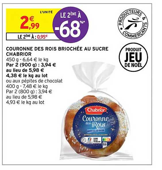 couronne des rois briochée au sucre chabrior